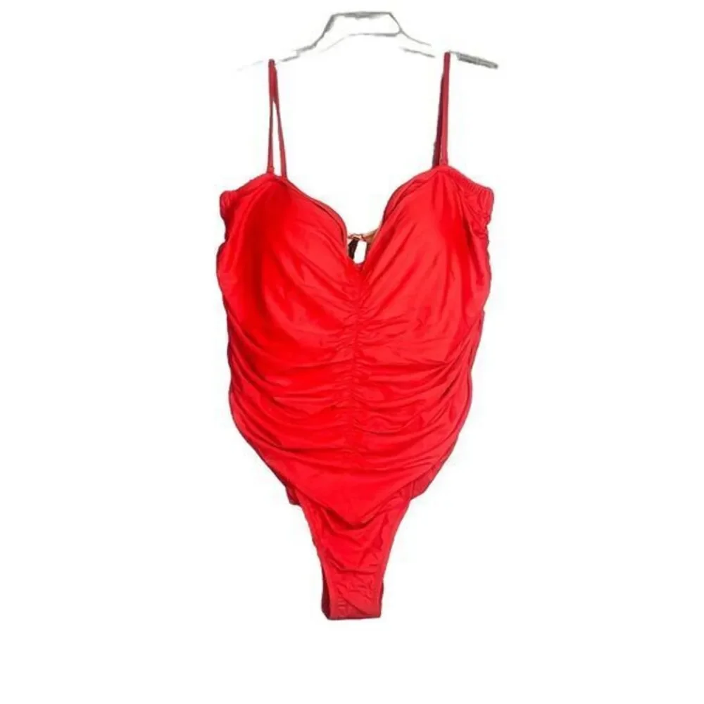 J Crew Women's Red Ruched Sweetheart One-Piece Swimsuit New Size‎ 22